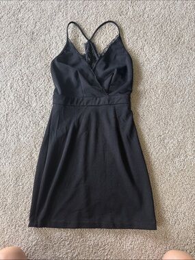 House of Three fitted lace cut out back lace party dress